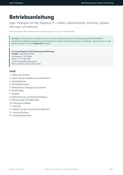Titelseite: Betriebsanleitung